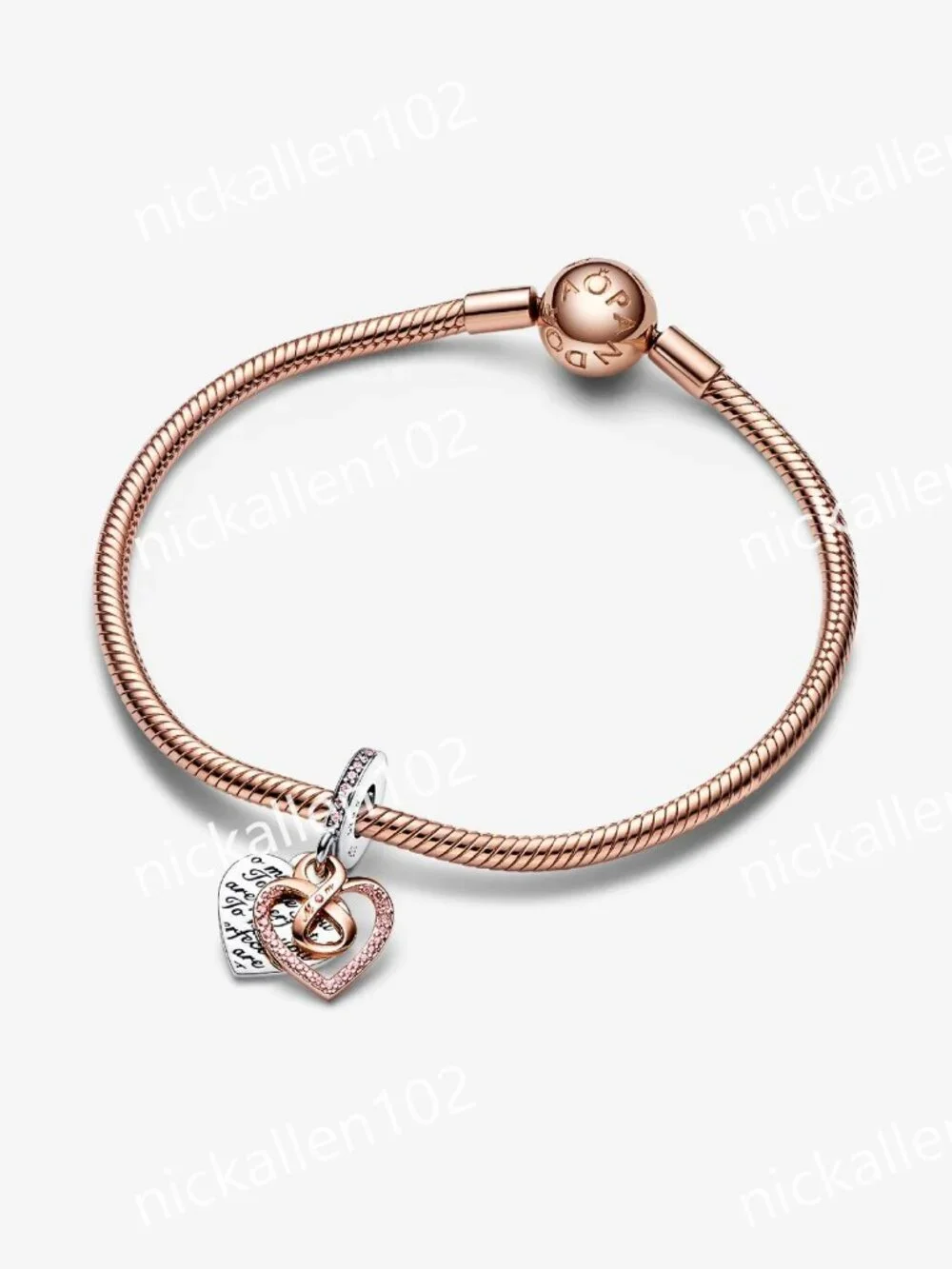Pandora Two-tone Infinity Heart Double Dangle Charm